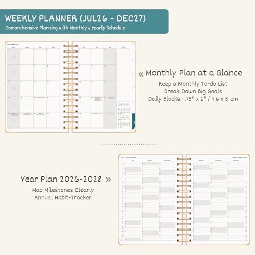 BEZEND Planner 2026-2027 Weekly and Monthly, Hourly Timeslot (A5-6"x8.5")