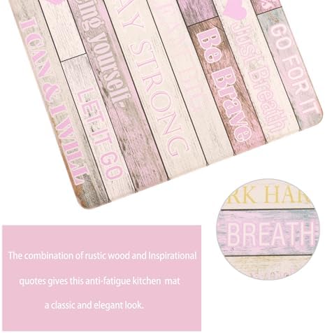 Inspirational Positive Quotes Kitchen Mats for Floor Pink Anti Fatigue Mats for Kitchen Floor Cushioned Waterproof Pink Kitchen Decor Set