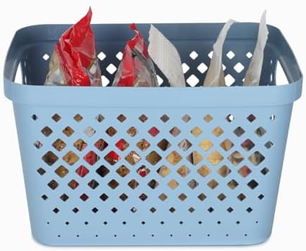 Glad Plastic Storage Basket Set, Value Pack of 6 | Open Storage Bins for Shelves, Bathroom, Pantry, Closet | Nesting Organizer Boxes with Handles, 4 Gallon, Marina Blue