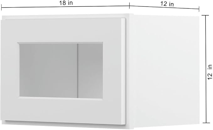 Furinno Shaker Wall Kitchen Cabinet, with Single Door, Glass Not Included, Ready to Assemble, 12 D x 18 W x 12 H, White