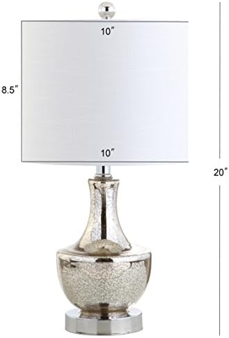 JONATHAN Y Colette 20" Glass Mini Bedside Table Lamp, Silver