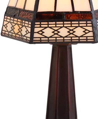 JONATHAN Y Carter Tiffany Style Stained Glass Table Lamp 12", Ivory/Cream