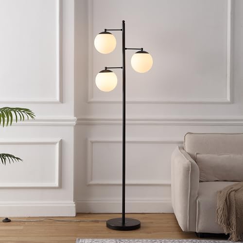 JONATHAN Y Ellie 3-Light Floor Lamp 66" Mid-Century Metal, Black