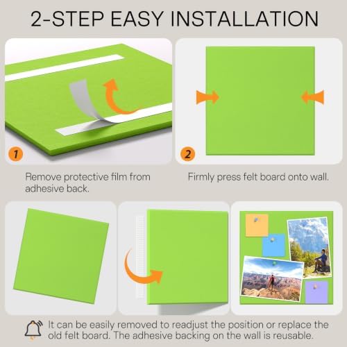 MaxGear Large Cork Board for Wall 36" x 24", Fruit Green Bulletin Board, 6 Pack Felt Wall Tiles with Pushpins, Cork Boards for Office Pin Board Tack Board Cork Boards