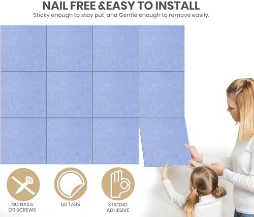 36" x 24" Felt Bulletin Board & Cork Board Alternative, Soft Periwinkle