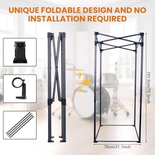 6.28 FT Portable Vocal Booth, Foldable Sound Isolation Recording Booth