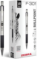 Zebra Pen STEEL F-301 Retractable Ballpoint Pen, Black Ink, 0.7mm, 18-Pack