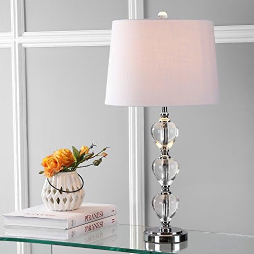JONATHAN Y Cole 27" Traditional Crystal Bedside Table Lamp, Clear/Chrome