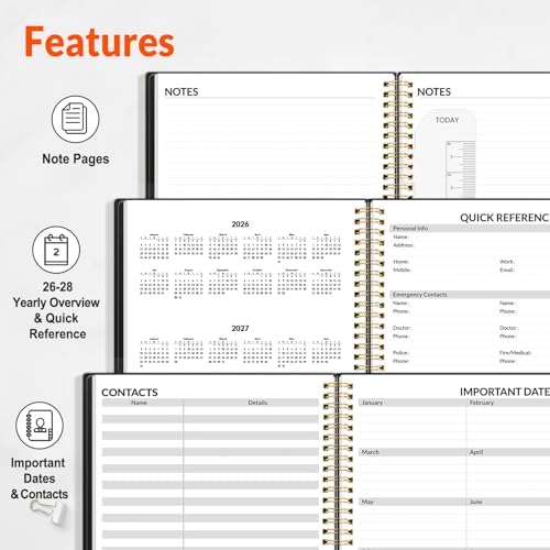 SUNEE 2026-2027 Appointment Book, Quarter-Hourly, Weekly & Monthly - from July 2026 to June 2027, 6.4"x8.3" Academic Planner, Flexible Cover, Note Pages, Bookmark, Spiral Binding, Abstract