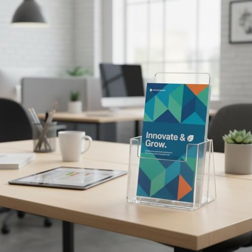 Azar Displays 252012 Acrylic Trifold Brochure Holder Plastic Counter top Organizer 10-Pack, Clear