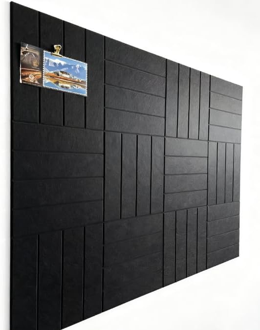12-Pack Black Felt Wall Tiles(11.8'' x 11.8'' Each), 36'' x 48'' Large Cork Board Alternative, Self-Adhesive Bulletin Pin Board for Office Home Kitchen Photos & Memos
