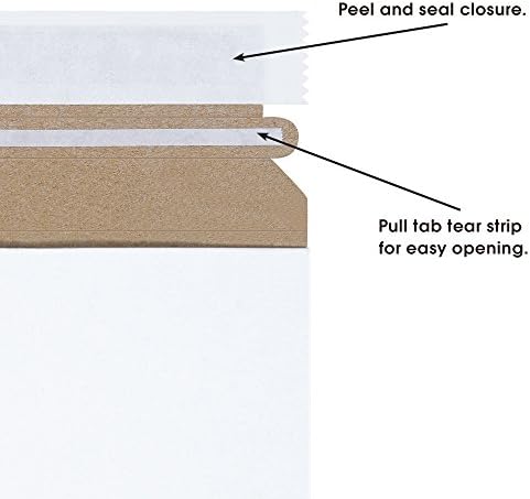 Top Pack Supply Gusseted Flat Mailers, 12 1/2" x 9 1/2" x 1", White (Pack of 100)