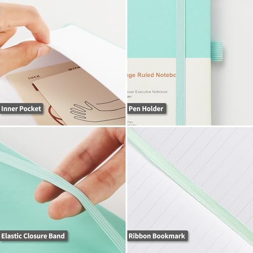 Heture Hardcover Notebooks, A5 Lined Journals Notebook for Writing 160 Pages, 8.2 x 5.5 inch, Classic Ruled Notebooks for College/Work/Travel (Green, 1 Pack)