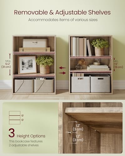 VASAGLE 3-Tier Bookshelf, Storage Organizer, 23.6 x 9.4 x 32 Inches