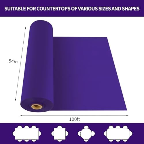 CXPSINC 54 Inch X 100 Feet Plastic Table Cover Roll Disposable Tablecloth with Slide Cutter for All Type/Shape Tables | Party, Banquet, Birthdays, Weddings(Dark Purple, 100 Feet)