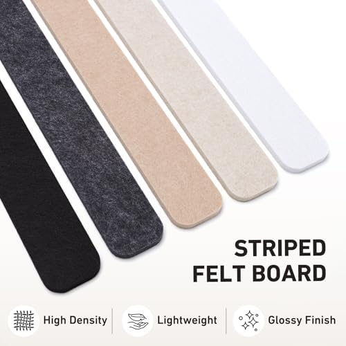 HAUTOCO Felt Bulletin Strips 10 Pack, 13" x 2" Self Adhesive Pin Board Set with 20 Push Pins, Peel and Stick Memo Board for Photos, Notes & Wall Decor, Bulk Wall Organizer for Dorm, Bedroom & Office