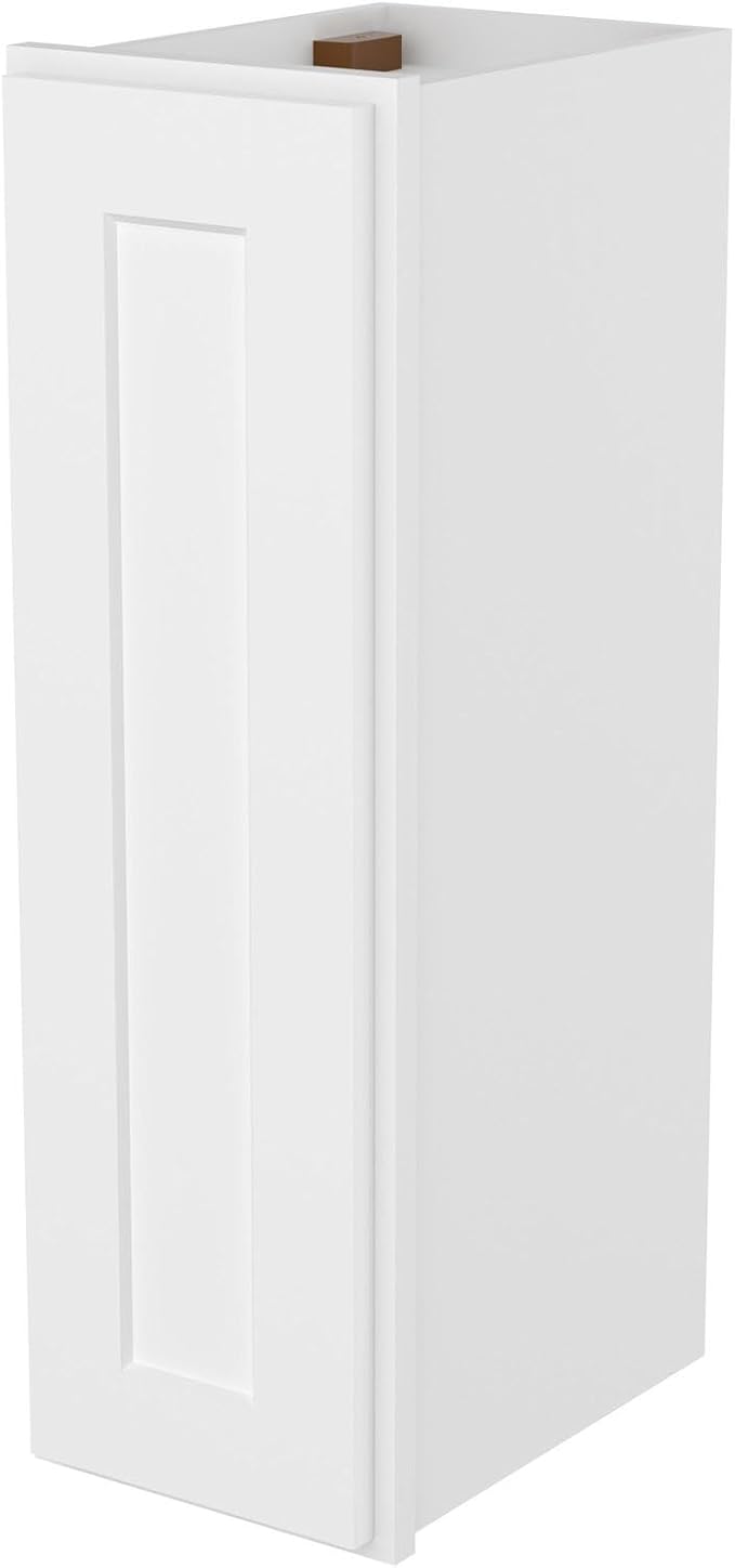 Furinno Shaker 3-Tier Wall Kitchen Cabinet, 1-Door, White | 12 D x 9 W x 30 H, Adjustable Hinges, Soft-Close Shaker-Style Door, Ready to Assemble, Plywood, for Pantry, Dining Room