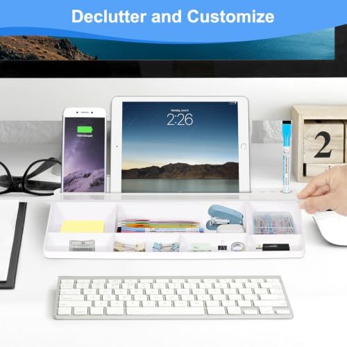 2 Pack Desktop Glass Whiteboard with Storage, Desk Dry Erase White Board