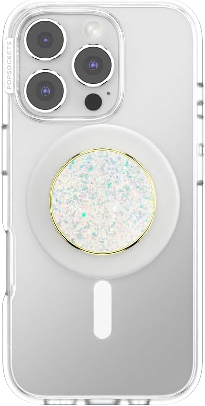 PopSockets Phone Grip for MagSafe, Magnetic Holder- Opal | Removable, For Kindle / Android / iPhone, With Magnet, Enamel, Designs, Pearl, Pretty, Bling, Crystal