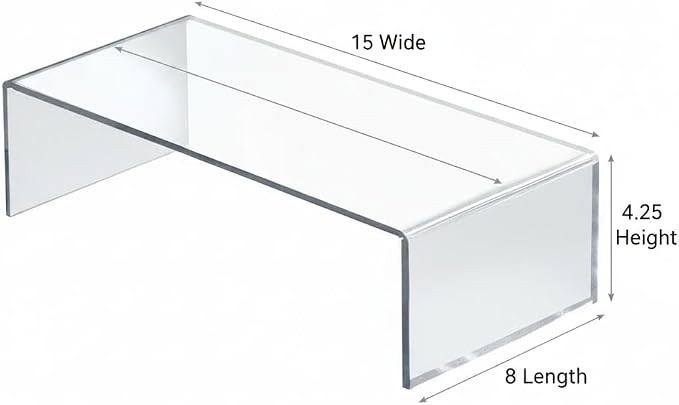 Azar Displays 515338-2PK Acrylic Laptop Stand, Computer Riser for Desk, Monitor Stand, Closet Organizer for Clothes & Shoes, Cabinet Display for Accessories and Décor 15"x7.75 x 4.5 (2-Pack)