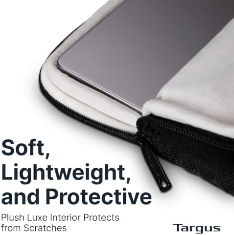 Targus 15–16 Inch Puffer Laptop Sleeve, Lightweight Protective Sleeve with Plush Interior, Front Accessory Pocket, Double Zippers, Slim & Stylish Design, Black TBS975GL