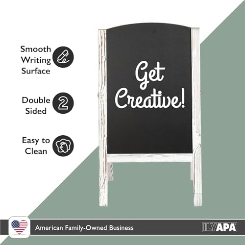 Ilyapa A-Frame Chalkboard Sidewalk Sign, 18x32 Inch - White, Sturdy