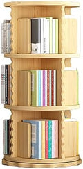 GAMAK Rotating Bookshelf Kids Bookshelf with Storage Small Bookshelf 360 Display 2-4 Tier Floor Standing Bookcase Used in Bedrooms Study Room (Size : Lace Edge, Color : Three)