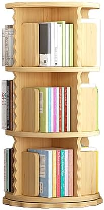 GAMAK Rotating Bookshelf Kids Bookshelf with Storage Small Bookshelf 360 Display 2-4 Tier Floor Standing Bookcase Used in Bedrooms Study Room (Size : Lace Edge, Color : Three)