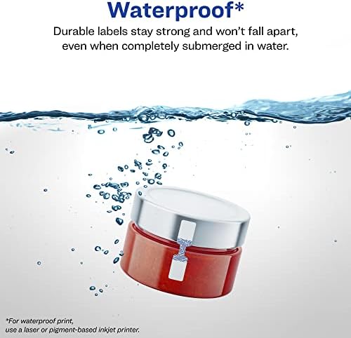 Avery Printable Durable White Barbell Labels, Sure Feed Technology, 0.5" x 2.5", Waterproof Labels, Laser & Pigment-Based Inkjet Compatible, 1125 Total