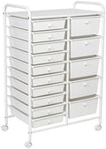 Honey-Can-Do 15-Drawer Metal Rolling Storage Cart, White Steel Multi-Purpose Organizer with Wheels, Heavy Duty Mobile Utility Trolley for Home Office, School, and Craft Supplies