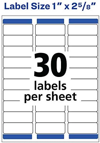 Avery Removable ID Labels, Sure Feed Technology, Removable Adhesive, 1" x 2-5/8", 5 Packs (6460)