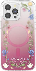 PopSockets iPhone 14 Pro Max Phone Case with MagSafe, Wireless Charging Compatible, Disney - Boho Wildflowers Maroon