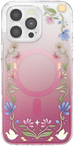 PopSockets iPhone 14 Pro Max Phone Case with MagSafe, Wireless Charging Compatible, Disney - Boho Wildflowers Maroon
