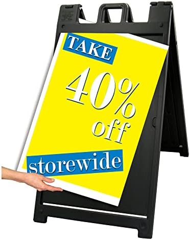 Plasticade Signicade Deluxe A Frame Sidewalk Curb Sign in Black