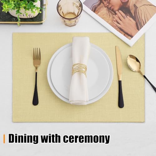 Homaxy Cloths Placemats for Dining Table Set of 4, 13" x 19", Lemon Yellow