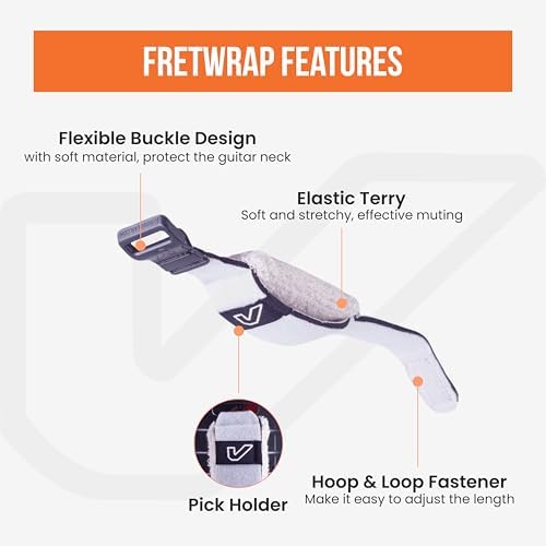 Gruv Gear Fret Wrap & Guitar Mute, Fretwrap for Acoustic, Electric & Bass | String Dampener Recording, Tapping & Practice Accessory (3 Pack, Medium Off-White, Fits 5 String Bass, 7 String Guitar)