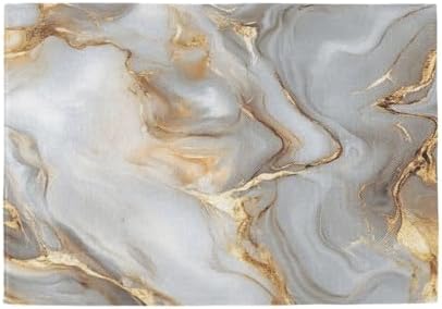 ALAZA White Gold Marble Pattern Set of 4 Placemats Rectangle Table Mat for Dining Table Restaurant Kitchen Home Decor, 12" x 18"