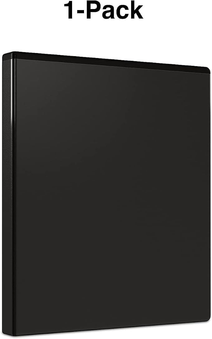 Staples Economy 0.5-Inch 3-Ring View Binder, Black, 3-Pack | Lightweight round-ring budget organizer for school and office use.
