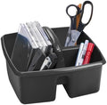 Storex 3-Compartment Small Cleaning Caddy – Multipurpose Supply Organizer with Handle, Black, 6-Pack (00972A06C)