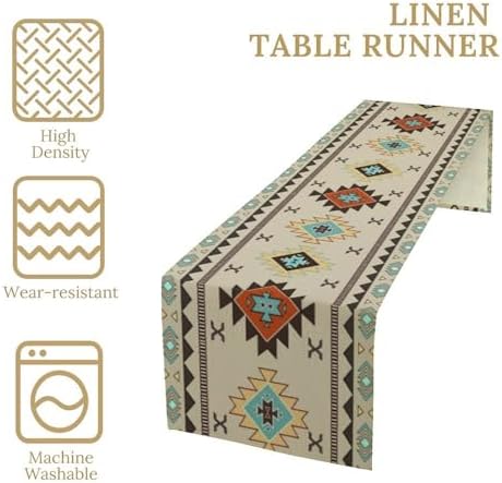 Aztec Southwest Table Runner,Ethnic Style Design Geometric Table Runners Dresser Scarves Table Setting Decor for Garden Farmhouse Wedding Party Holiday Dinner Home 13x90 Inch