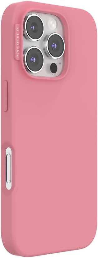 PopSockets iPhone 16 Pro Phone Case with MagSafe- Putty | Magnetic, Wireless Charging, Camera & Drop Protection, Pink, Winter, Snowflake