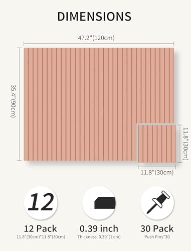 48" x 36" Cork Board Alternative, 12 Pack Felt Bulletin Board Tiles with 30 Adhesive Tabs Wall Push Pin Board for Office Classroom Bedroom Decor
