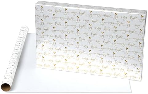 Papyrus Christmas Wrapping Paper Rolls, Greenery, Lettering and Polka Dots (3 Rolls, 22.5 sq. ft.)