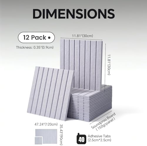 Large Felt Bulletin Board Cork Board Alternative with Safe Removable Adhesive Tabs, Wall Bulletin Board for Home Office Classroom Pin Board (Gray, Fine-Stripe 6-Pack)