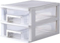 Portable Two Storage Cabinet Drawers Stackable Storage Organizer Multifunctional Desktop Storage Case Office Bedroom Bathroom Craft Supplies Transparent