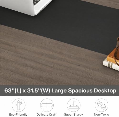 Tribesigns Modern Computer Desk, 63 x 31.5 inch Large Office Desk Computer Table Study Writing Desk Workstation for Home Office, Grey/Black