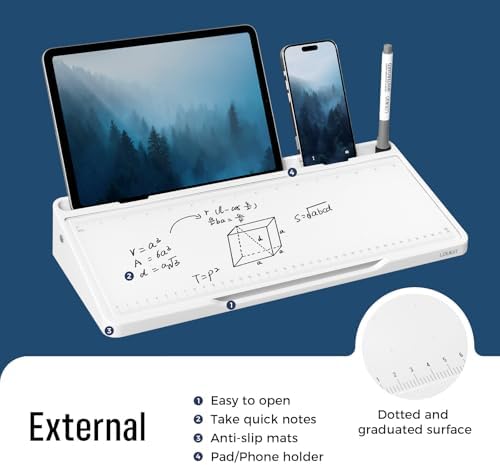 loukin Glass Desktop Whiteboard, 15.3" x 5.6" Dry Erase Desk Board, White