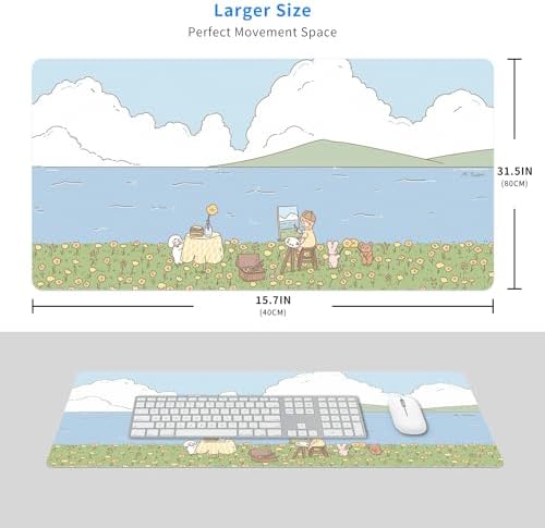 Green Blue Nature Desk Mat Large Gaming Mouse Pad Cozy