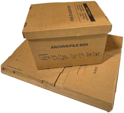 supplyhut 6 - Pack 15x12x10 Small Standard File Storage Moving Box with Lid Letter Handles