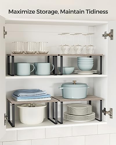 SONGMICS Cabinet Organizer Shelf, Set of 4 Spice Rack, Kitchen Storage